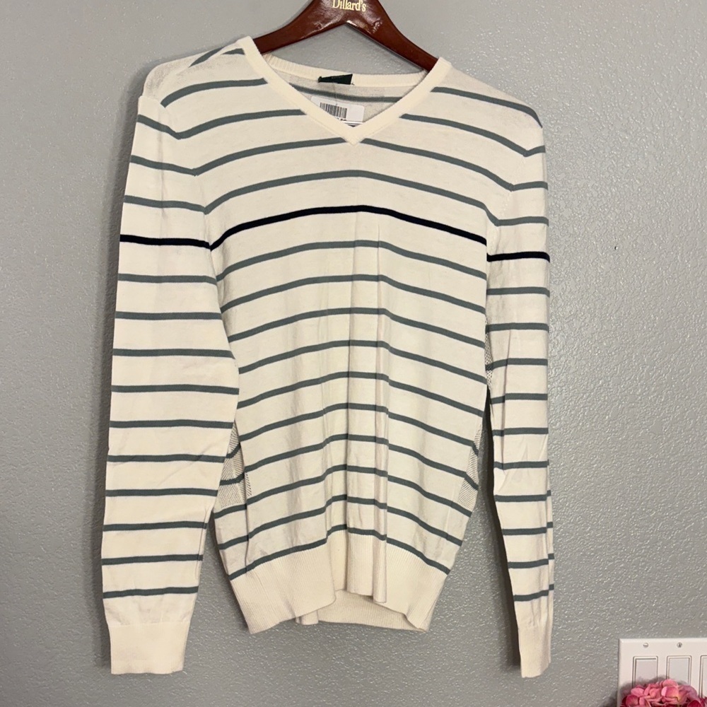 Ag Adriano Goldschmied V-Neck Sweater - green and Black Stripes